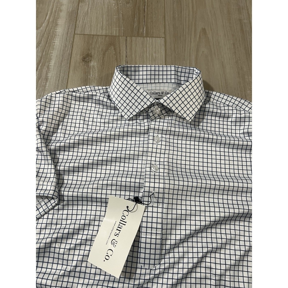 Collars and Co  Collar Polo Geometric Pattern Size S Checked